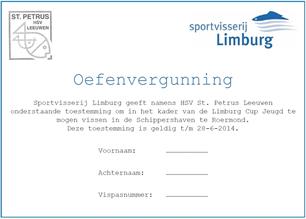 Oefenvergunning voor de deelnemers aan de Limburg Cup Jeugd 